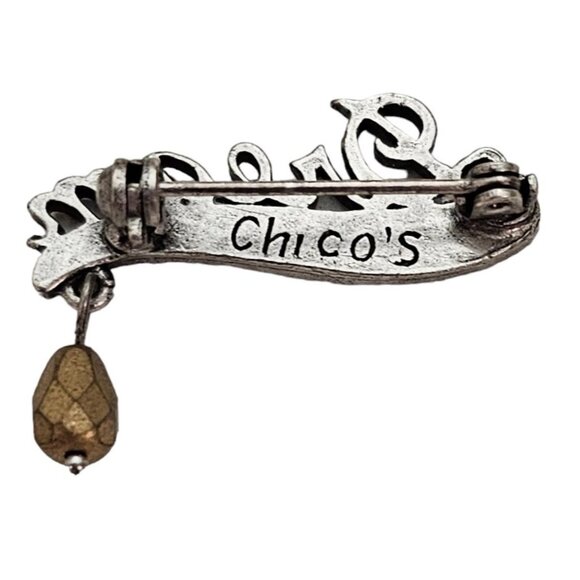 Chico’s Silver Tone  Cursive Letter Sign DREAM W/ Dangle Charm Pin, Signed L318 - Picture 5 of 9